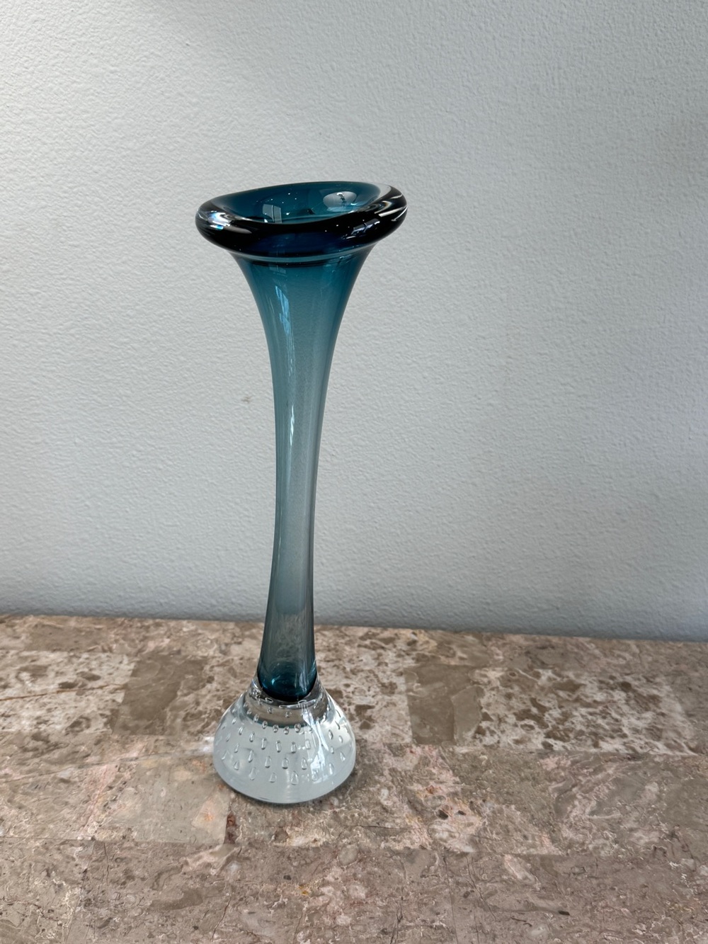 Vintage 10.5" MCM Aseda Glasbruk Swedish blue art glass vase